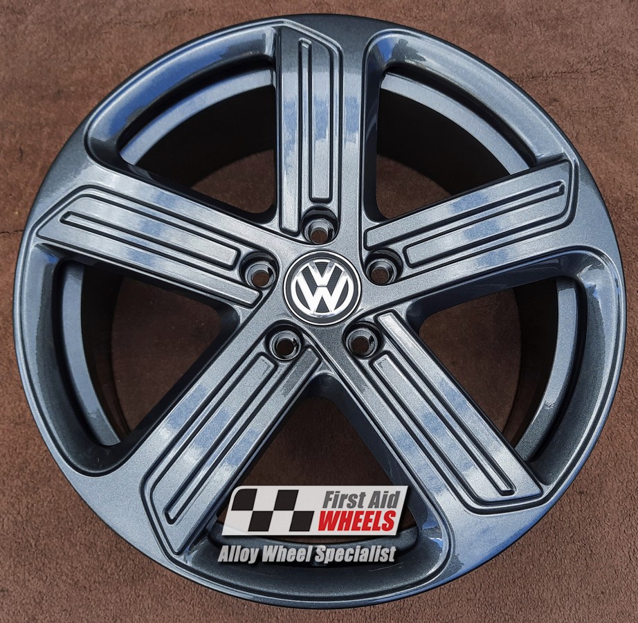 R564A EXCHANGE SERVICE - VW GOLF R MK7 4x18" GENUINE CADIZ ANTHRACITE ALLOY WHEELS