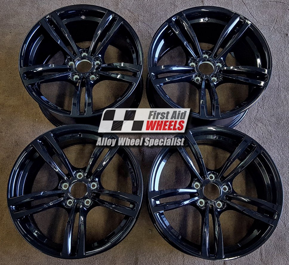 R348GB EXCHANGE SERVICE - BMW M2 M3 M4 4x19" GENUINE STYLE 437M GLOSS BLACK ALLOY WHEELS