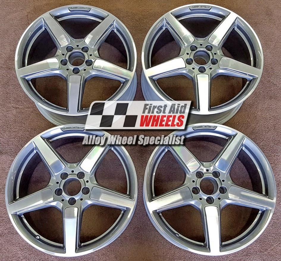 R316DCG EXCHANGE SERVICE - MERCEDES CLS C218 4x19" AMG 5 SPOKE GREY DIAMOND CUT ALLOY WHEELS