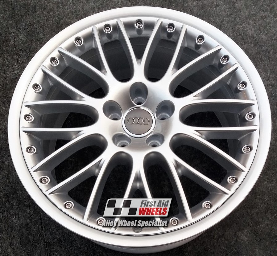 R308BGD EXCHANGE SERVICE - AUDI A6 4F 4x19" GENUINE SPEEDLINE SPLIT RIM GLOSS BLACK DIAMOND RIM ALLOY WHEELS