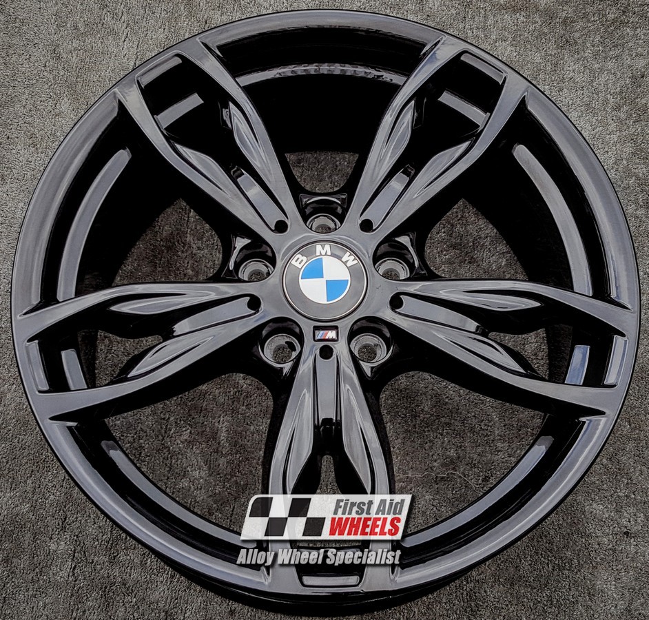 R267BG EXCHANGE SERVICE - BMW M135i M140i M235i 4x18" GENUINE 436M GLOSS BLACK ALLOY WHEELS